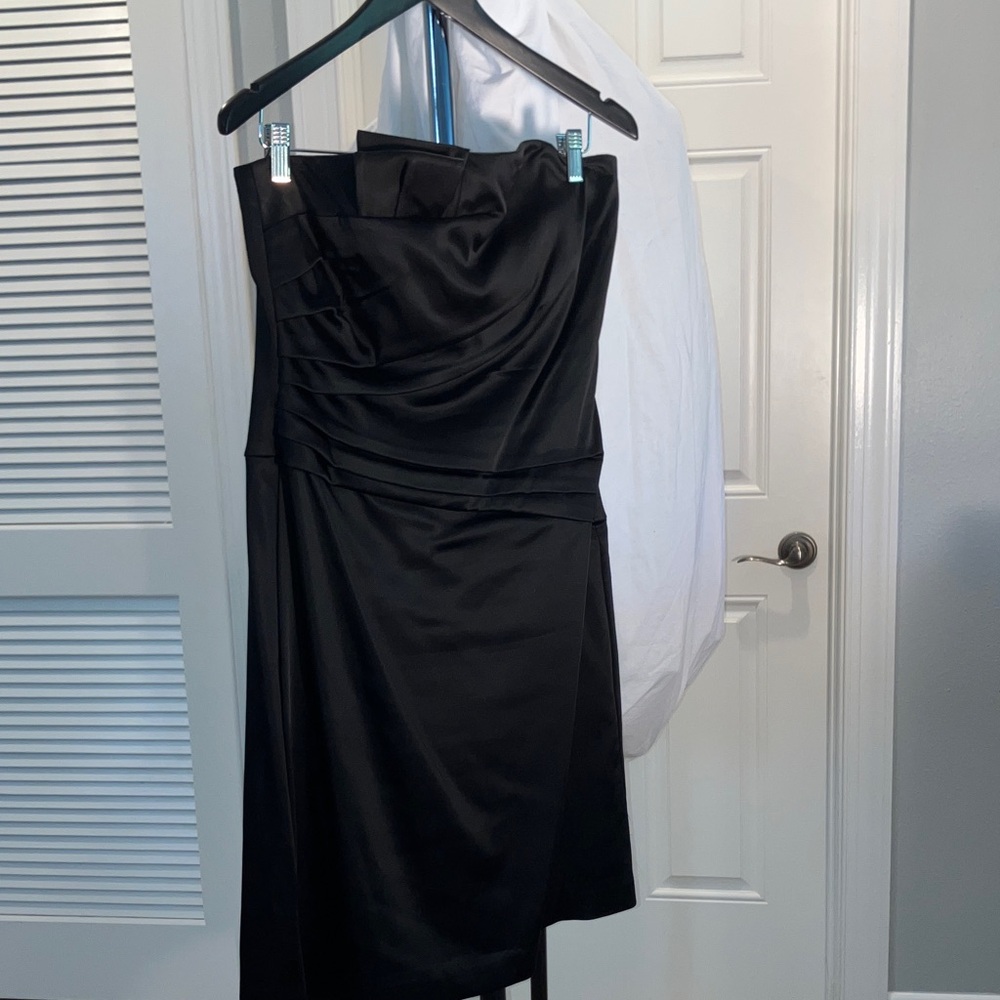 White House Black Market Black Strapless Satin Cocktail Dress